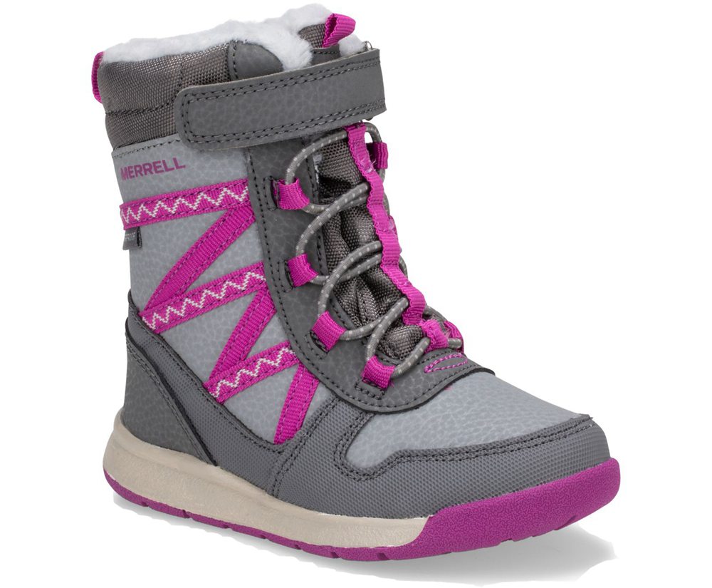 Merrell Boots Grey/Pink - Snow Crush 2.0 Waterproof Jr. - Kids 61LVKAHWD